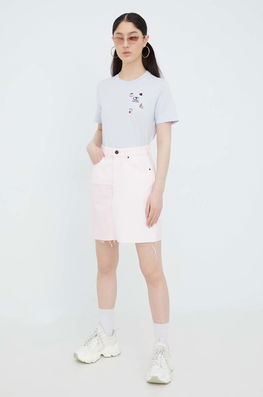 Tommy Jeans Fusta Jeans Culoarea Roz, Mini, Drept Dama, Bumbac, Casual