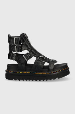 Dr. Martens Sandale De Piele Femei, Culoarea Negru, Cu Platforma Dama