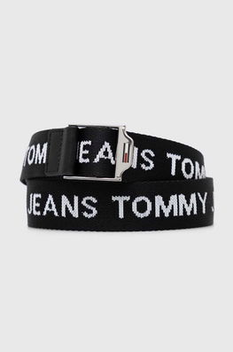 Tommy Jeans Curea Femei, Culoarea Negru Dama, Textil