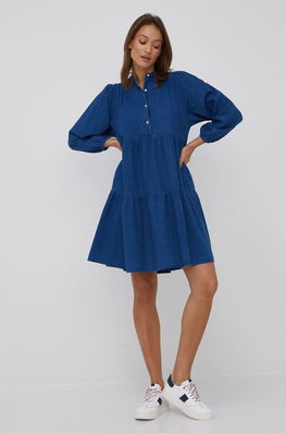 Marc O'Polo Rochie Jeans Culoarea Albastru Marin, Mini, Evazati Dama Bleumarin, Bumbac, Casual