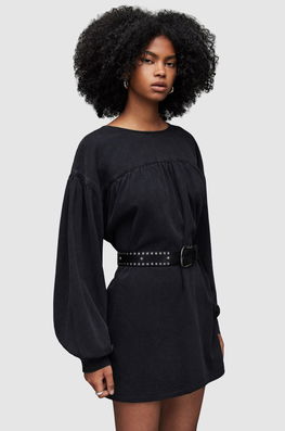 AllSaints Rochie Culoarea Negru, Mini, Oversize Dama, Panza, Casual
