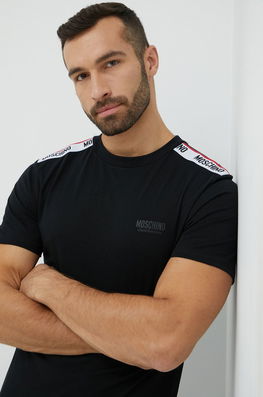 Moschino Underwear Tricou Din Bumbac Culoarea Negru, Cu Imprimeu Bărbaţi