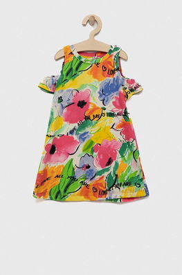 Desigual Rochie Din Bumbac Pentru Copii Mini, Evazati Multicolor, Model Flori