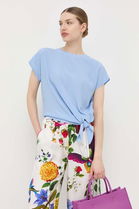 Marella Bluza Din Amestec De Matase Neted Dama Albastru, Cu Un Amestec De Matase, Casual
