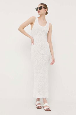 Twinset Rochie Culoarea Bej, Maxi, Drept Dama, Tricotaj, Casual