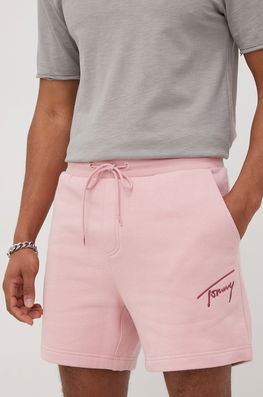 Tommy Jeans Pantaloni Scurti Barbati, Culoarea Roz Bărbaţi, Tricotaj, Model Print