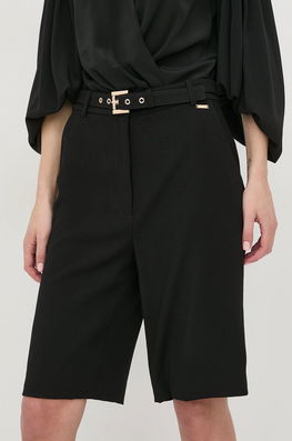 Marciano Guess Pantaloni Scurti Femei, Culoarea Negru, Neted, High Waist Dama, Panza