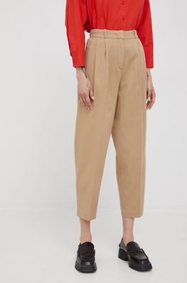 United Colors Of Benetton Pantaloni Femei, Culoarea Bej, Drept, High Waist Dama, Tricotaj
