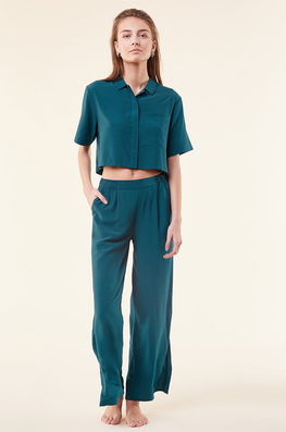 Etam Pantaloni De Pijama Femei, Culoarea Albastru Dama, Panza
