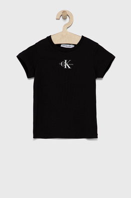 Calvin Klein Jeans Tricou De Bumbac Pentru Copii Culoarea Negru, Model Print