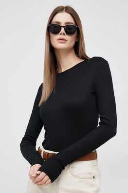 Sisley Longsleeve Femei, Culoarea Negru Dama, Cu Elastan