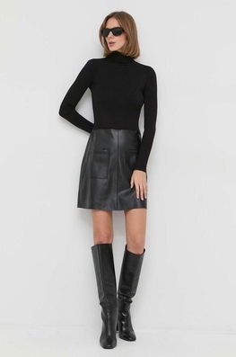 MAX&Co. Rochie Culoarea Negru, Mini, Evazati Dama, Panza, Casual