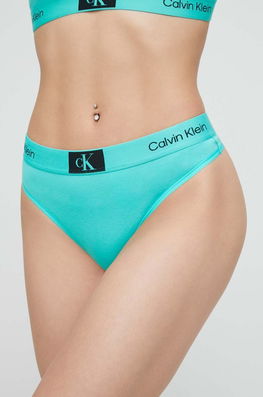 Calvin Klein Underwear Tanga Culoarea Turcoaz Dama, Tricotaj
