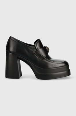 Kurt Geiger London Pantofi De Piele Stomp Heeled Loafer Femei, Culoarea Negru, Cu Toc Drept Dama, Toc Gros