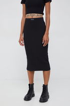 Calvin Klein Jeans Fusta Culoarea Negru, Midi, Drept Dama, Tricotaj, Casual