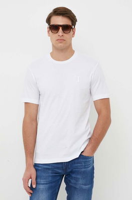 Trussardi Tricou Din Bumbac Culoarea Alb, Neted Bărbaţi