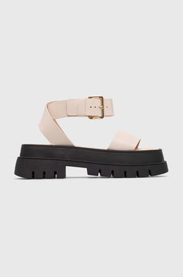 Charles Footwear Sandale De Piele Jinny Femei, Culoarea Bej, Cu Platforma, Jinny.Sandal Dama