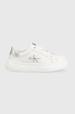 Calvin Klein Jeans Sneakers Pentru Copii Culoarea Alb, Imitatie De Piele