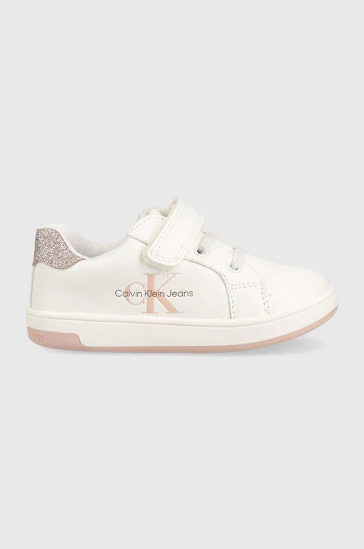 Calvin Klein Jeans Sneakers Pentru Copii Culoarea Alb, Imitatie De Piele