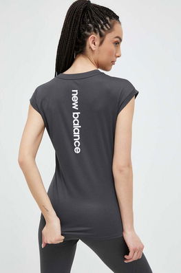 New Balance Tricou De Alergare Impact Run Culoarea Negru Dama, Cu Elastan, Model Print