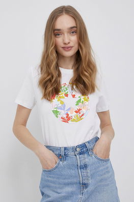 Converse Tricou Din Bumbac Culoarea Alb Dama, Model Print
