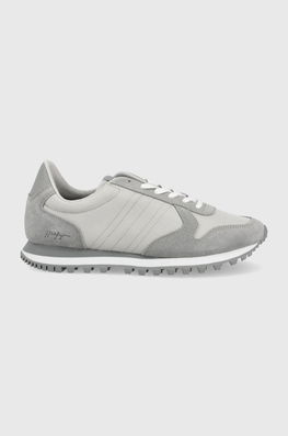 Tommy Hilfiger Pantofi Culoarea Gri Bărbaţi, Piele Intoarsa