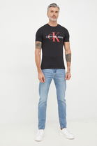 Calvin Klein Jeans Tricou Din Bumbac Culoarea Negru, Cu Imprimeu Bărbaţi, Model Print