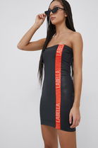 LaBellaMafia Fusta Culoarea Negru, Mini, Creion Dama, Tricotaj, Casual, Model Imprimeu