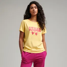 Sinsay - Tricou cu imprimeu - Galben