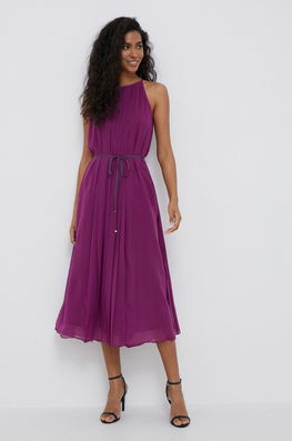 Pennyblack Rochie Firma Culoarea Violet, Midi, Evazati Dama, Panza, Cocktail