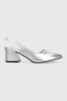 Answear Lab Pumps Culoarea Argintiu Dama, Imitatie De Piele, Toc Gros
