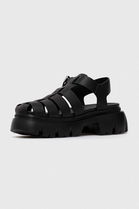 Karl Lagerfeld Sandale De Piele SUN TREKKA Femei, Culoarea Negru, Cu Platforma, KL83525 Dama