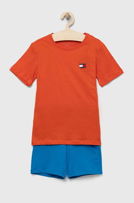 Tommy Hilfiger Pijamale De Bumbac Pentru Copii Culoarea Portocaliu, Neted, Set