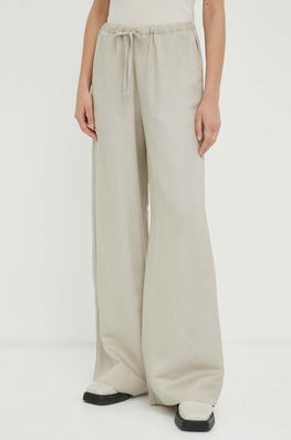 Lovechild Pantaloni Din In Culoarea Bej, Lat, High Waist Dama