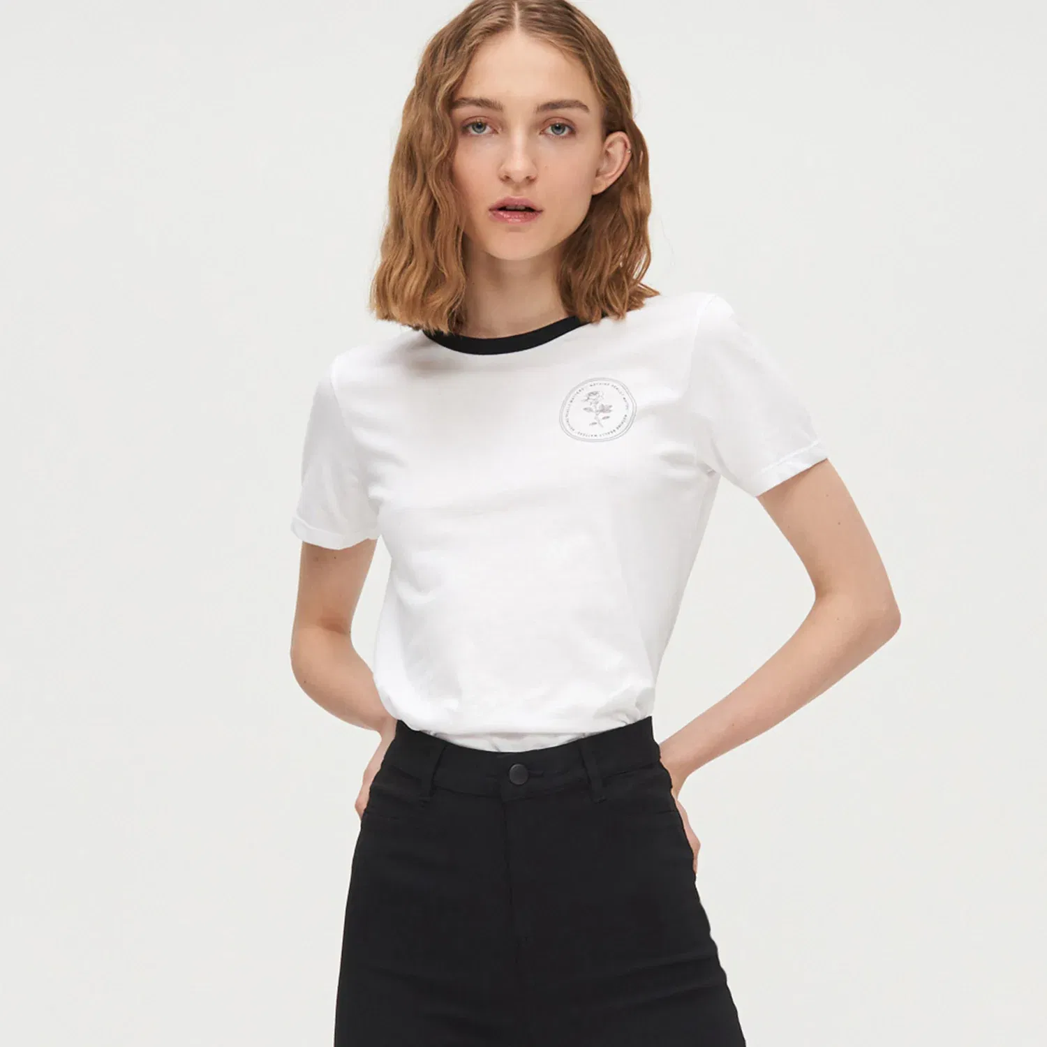 Cropp - Tricou cu margine contrastantă - Alb