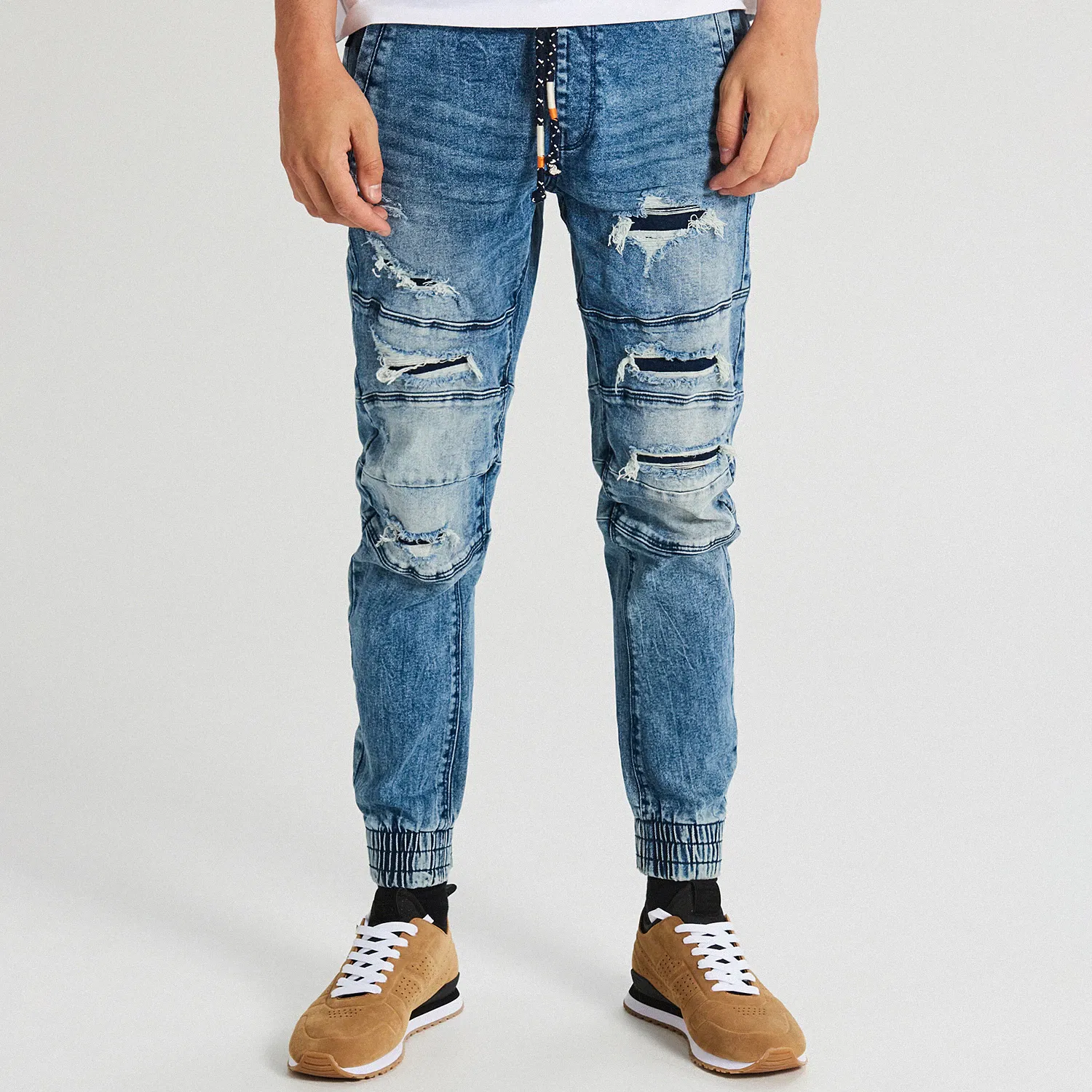 Cropp - Blugi jogger cu cusături decorative - Albastru