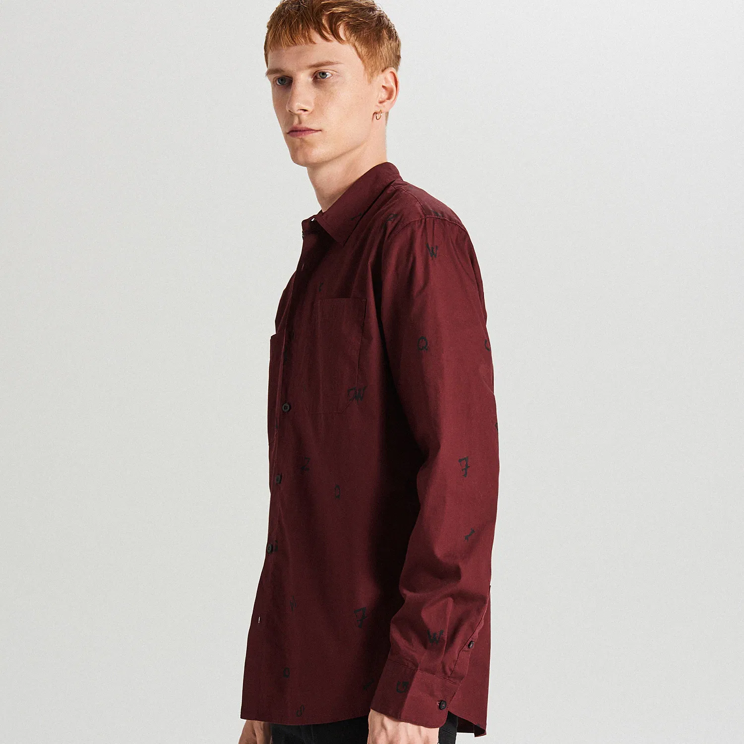 Cropp - Cămașă cu micro model - Bordo
