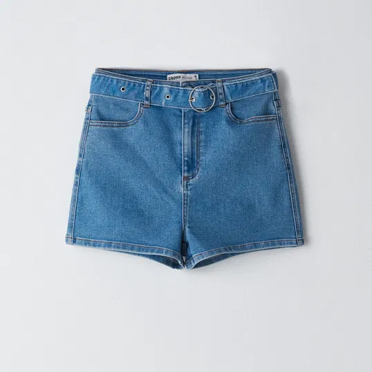 Cropp - Pantaloni scurți cu talie înaltă și cordon - Albastru