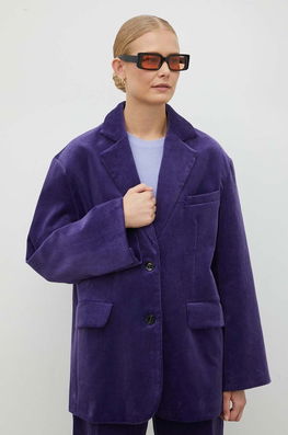 Lovechild Geaca Din Velur Culoarea Violet, Un Singur Rand De Nasturi, Neted Dama, Panza