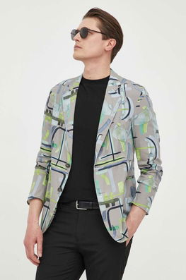 Emporio Armani Sacou Barbati, Culoarea Gri Bărbaţi, Panza