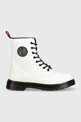 Lee Cooper Bocanci Femei, Culoarea Alb, Cu Toc Plat Dama, Imitatie De Piele