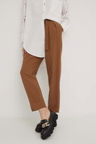Answear Lab Pantaloni Din In Culoarea Bej, Drept, High Waist Dama, Cu Un Amestec De In