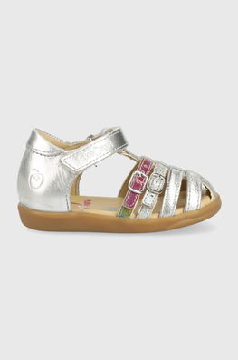 Shoo Pom Sandale Din Piele Pentru Copii Culoarea Argintiu