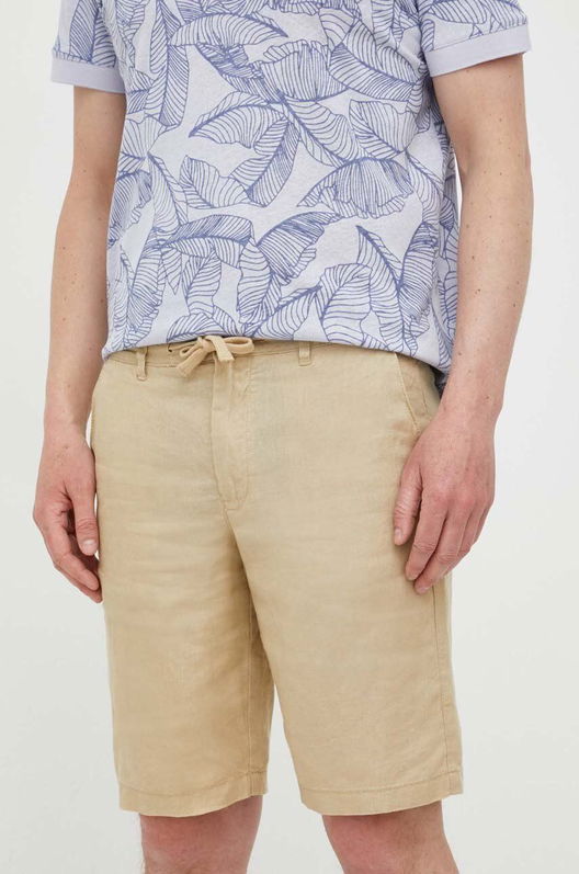 United Colors Of Benetton Pantaloni Scurti Din In Culoarea Bej Bărbaţi