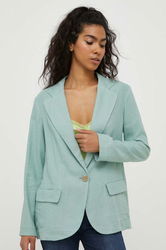 Sisley Sacou De In Culoarea Verde, Un Singur Rand De Nasturi, Neted Dama, Panza - Sacouri (1)
