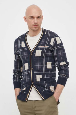 Lyle & Scott Cardigan Din Bumbac Culoarea Albastru Marin Bărbaţi Bleumarin
