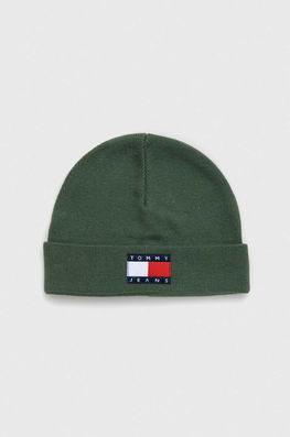 Tommy Jeans Caciula Culoarea Verde, Din Tesatura Neteda Bărbaţi, Model Imprimeu