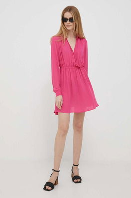 XT Studio Rochie Culoarea Roz, Mini, Evazati Dama, Panza, Casual