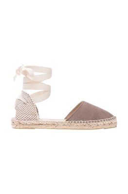 Manebi Espadrile Din Piele Intoarsa Flat Valenciana Espadrilles Culoarea Maro, K 1.9 P0 Dama, Toc Plat