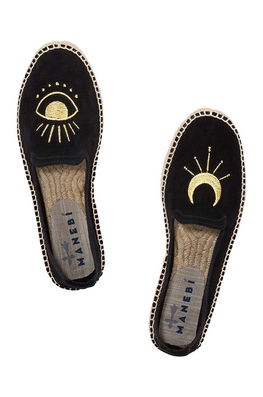 Manebi Espadrile Din Piele Intoarsa Double Sole Espadrilles Culoarea Negru, F 6.5 D0 Dama, Toc Plat